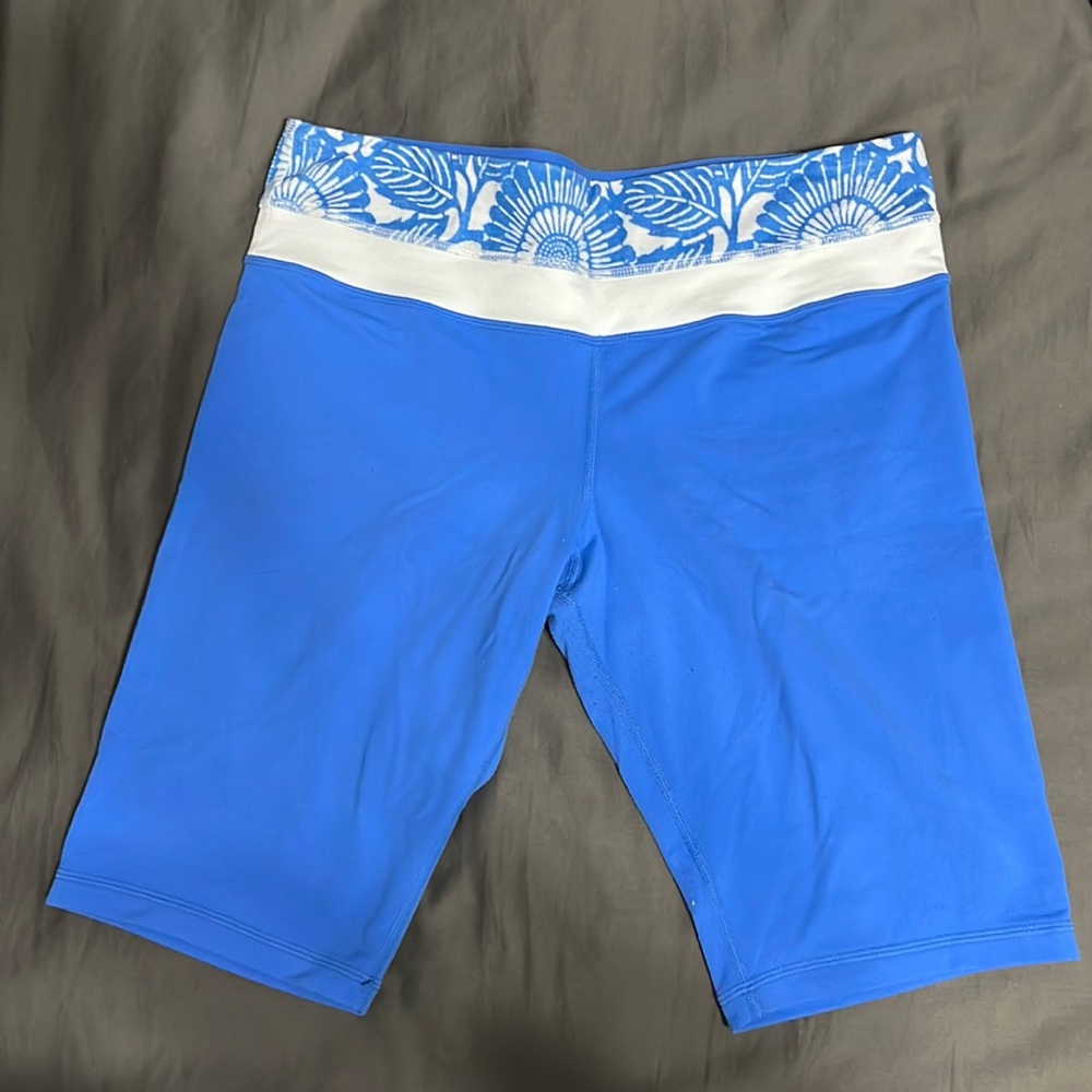 lululemon athletica Blue and White Bike Shorts